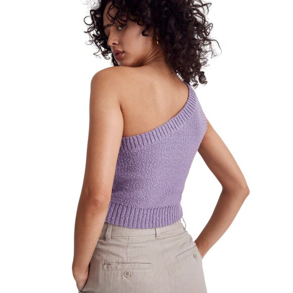 Madewell Sweater Tank Top Size XL One Shoulder Textured Knit Aster Bloom Purple - Picture 2 of 8